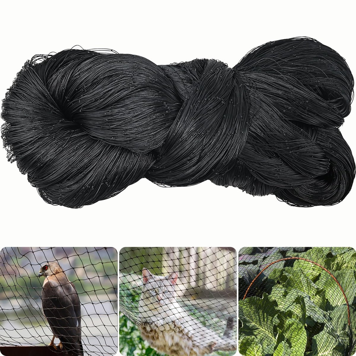 Dailygoods- Vogelbeschermingsnet 10 x 10 m - Zwart - Scheurvast - Duurzaam - UV-gestabiliseerd - Bescherming voor planten - Tuinnet