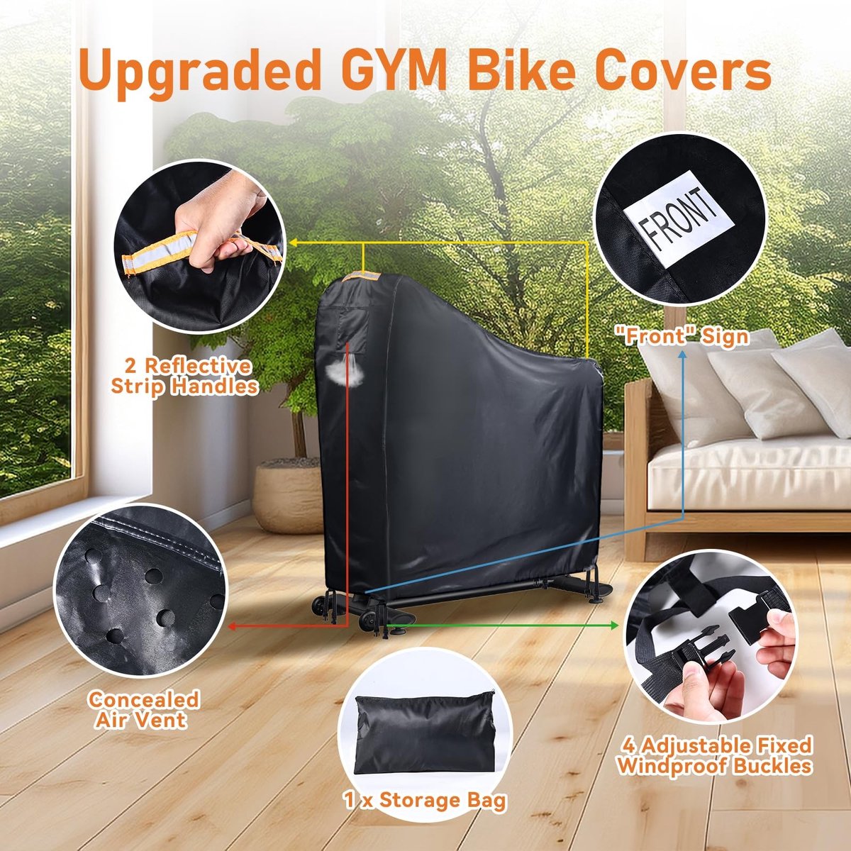 Dailygoods- Hometrainerhoes Waterdicht - Rechtopstaande Hoes - Luchtventilatie - Winddichte Klittenbandsluitingen - Bescherming tegen Vorst - Duurzaam 420D Oxford - Fietsafdekking