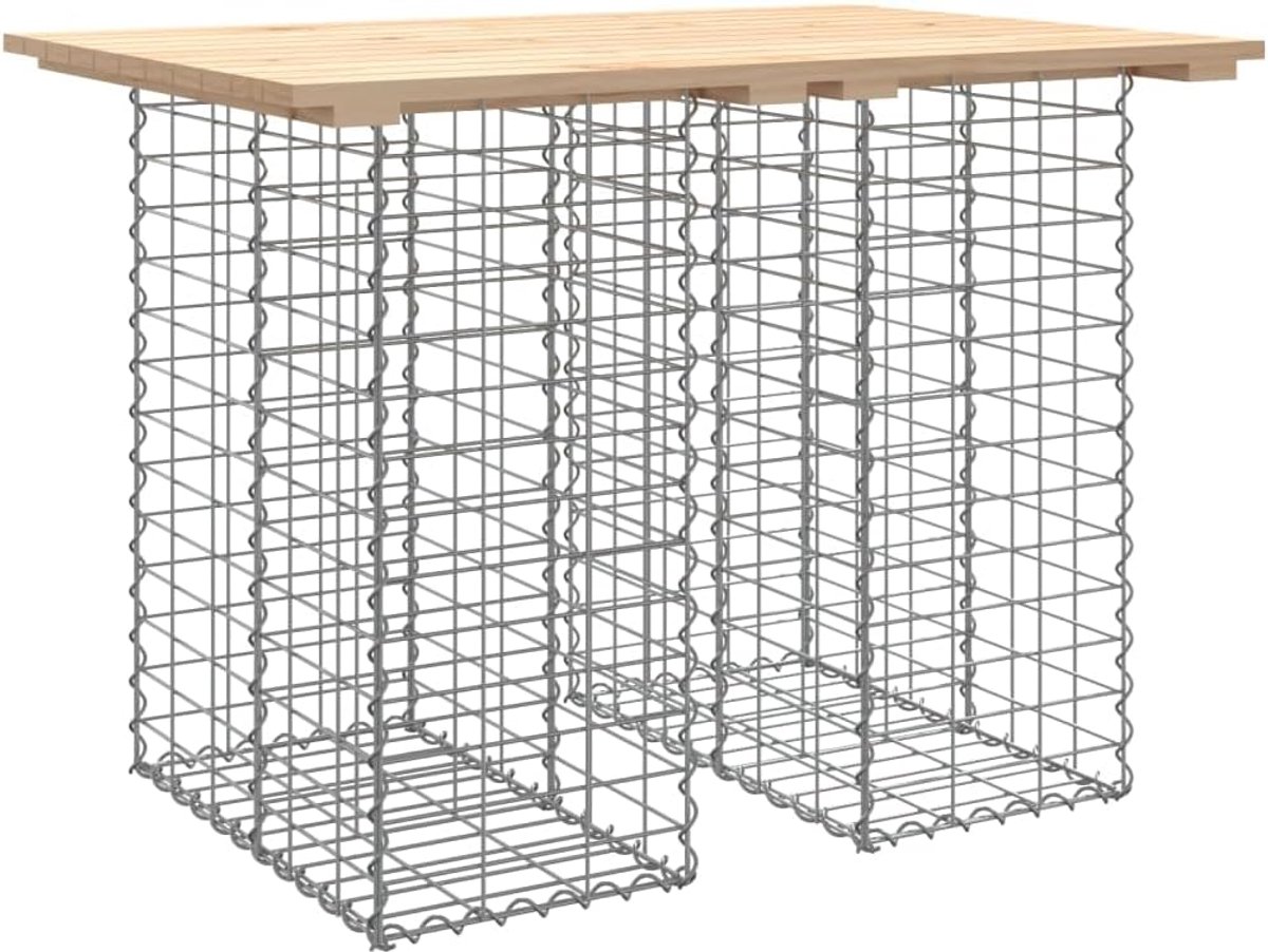 Tuintafel Gabion-design - Buiten Eettafel - Buiten Dineren - Massief Grenen - 100 x 70 cm - Houtkleur