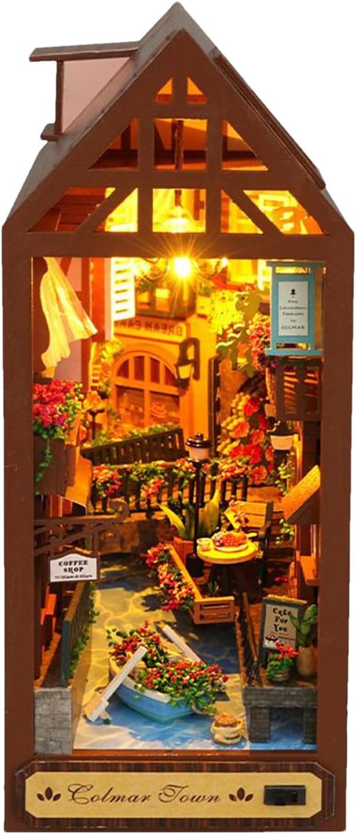 3D Houten Puzzel - Miniatuur Decoratie - Boekenplank Decoreren - Met LED Verlichting - 22.5 x 19 x 8 cm