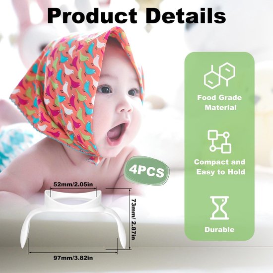 Dailygoods- Handgrepen Ergonomisch - 4 Stuks - Voor Babyflessen - Compatibel met Philips Avent - Voedselveilig PP - 9,7x7,3x5,2cm - Babyfles van Dailygoods — afbeelding 5