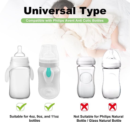 Dailygoods- Handgrepen Ergonomisch - 4 Stuks - Voor Babyflessen - Compatibel met Philips Avent - Voedselveilig PP - 9,7x7,3x5,2cm - Babyfles van Dailygoods — afbeelding 3