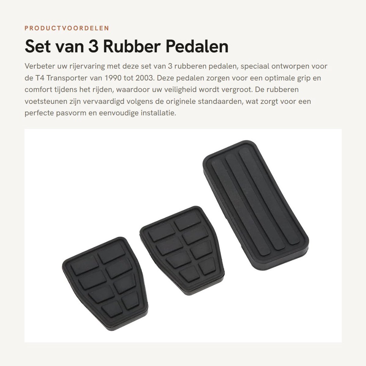 Dailygoods- Pedalpad Set - 3 Stuks - Rubber Koppeling/Rem/Accelerator Pad - Slijtvast - Comfortabel en Veilig - Vervangingsonderdeel voor T4 Transporter 1990-2003 - Pedalset