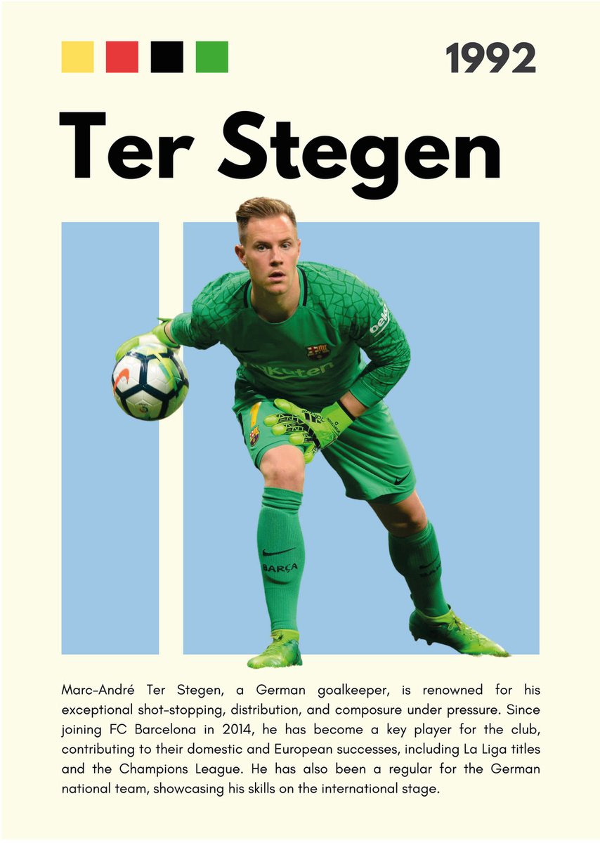 Marc-André Ter Stegen Barcelona - Dibond Wandprint - 100x140 cm - Premium Aluminium Wanddecoratie - Galerij Kwaliteit Kunstdruk - Voetbal Keeper