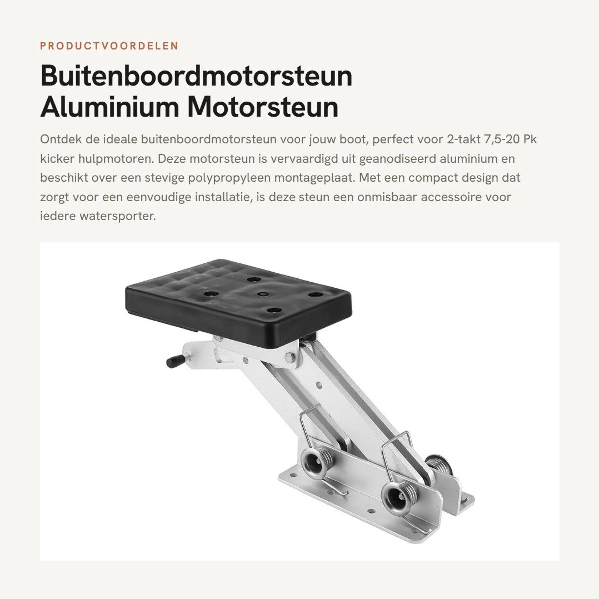 Dailygoods- Buitenboordmotorsteun Verstelbaar - Aluminium Motorsteun - Geschikt voor 2-takt 7,5-20 Pk - Montagegebied 132 x 221 mm - Hefbereik 340 mm - Solide Constructie