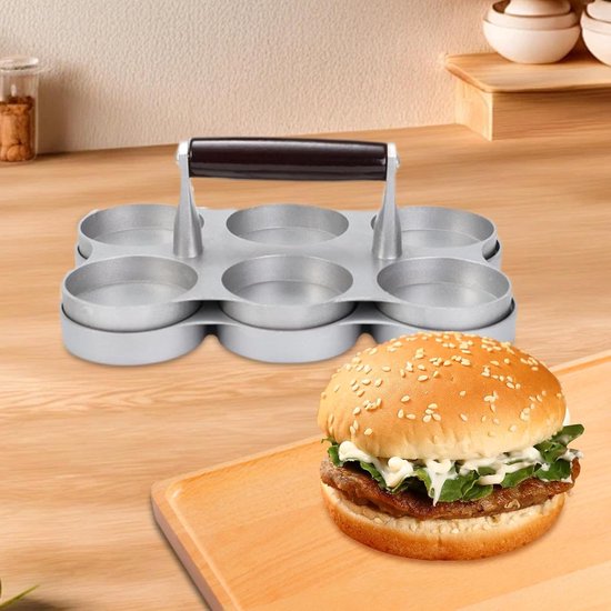 Vlees Patty Maker - Hamburger Pers - Perfecte Burgers Maken - 6 Kleine Roosters - 22.3x14.8x8.5cm — afbeelding 3