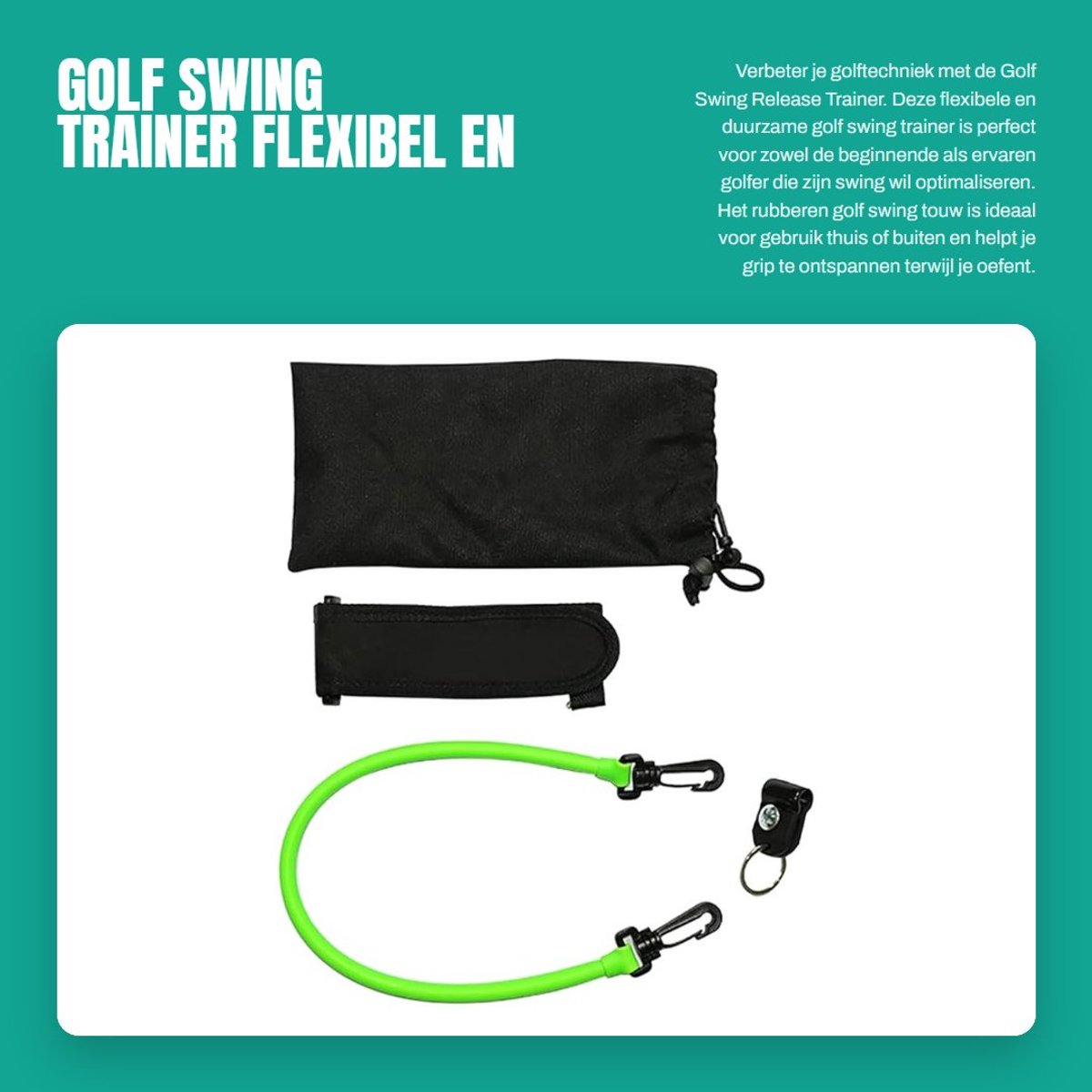 Dailygoods- Golf Swing Trainer Flexibel - Golf Trainingsmateriaal - Rubber Golf Touw - Opvouwbaar - Duurzaam - Voor Outdoor Gebruik - Golftraining