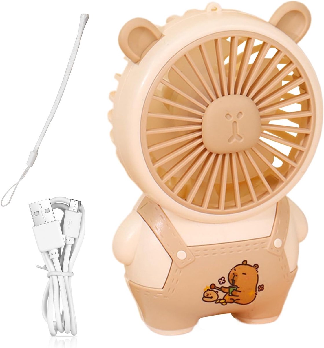 Draagbare Ventilator - Tafelventilator USB - Persoonlijke Koeling - Stille Werking - Compact Formaat - Bruin