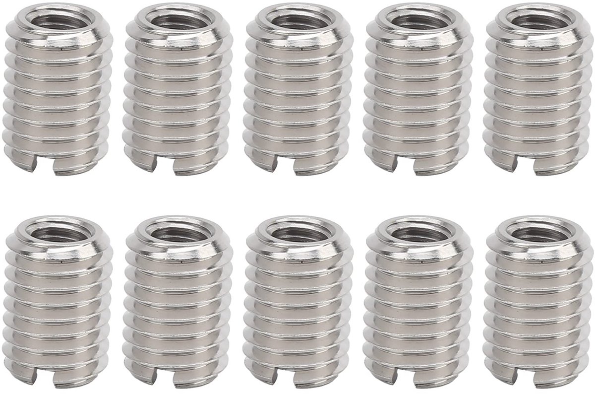 Dailygoods- Sleufmoer Set van 10 Stuks - Roestvrij Stalen Bevestigingsmiddelen - Binnendraad M6x1.0mm - Lengte 14 mm - Draadreparatie - Schroefmofconversiemoer - Draadinzetstuk