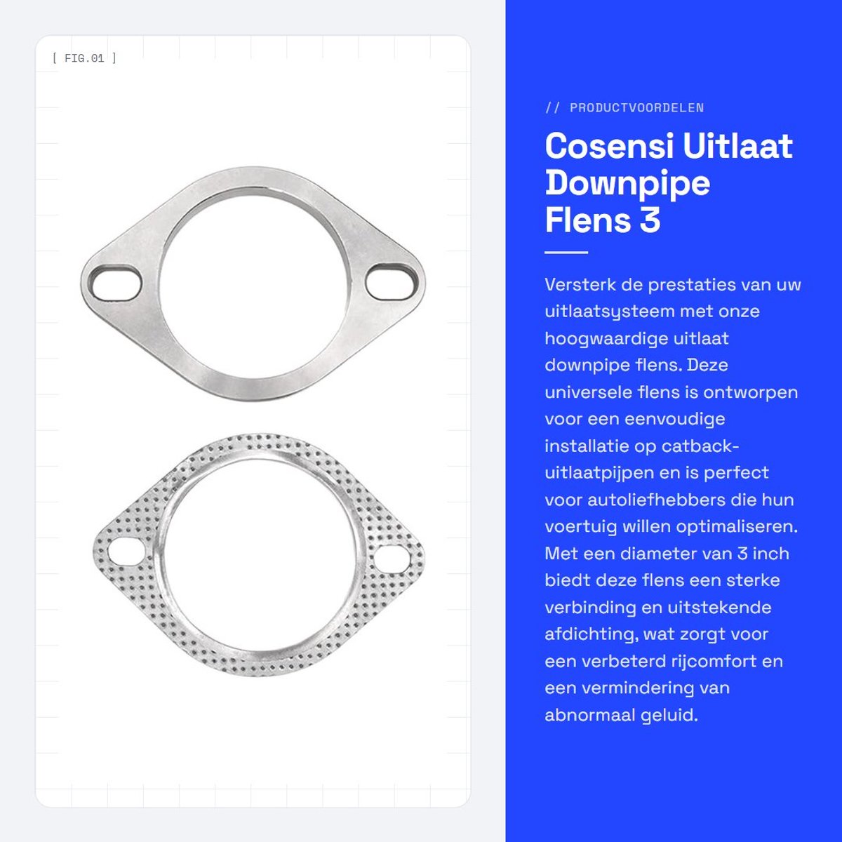 Dailygoods- Uitlaat Downpipe Flens - 2 Bouten - 3 Inch - Metaallegering - Universeel - Hoge Sterkte - Eenvoudige Installatie - Uitlaatflens