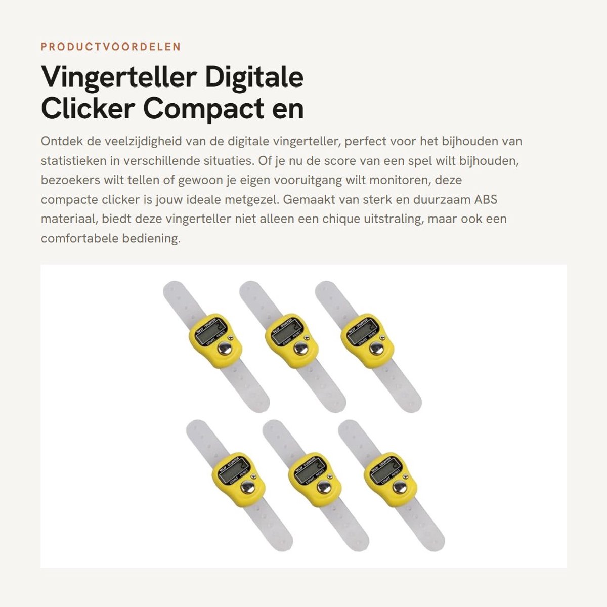 Dailygoods- Vingerteller Mini - 6 Stuks - ABS Duurzaam - Elektronische Telmachine - Energiebesparend - Compact Ontwerp