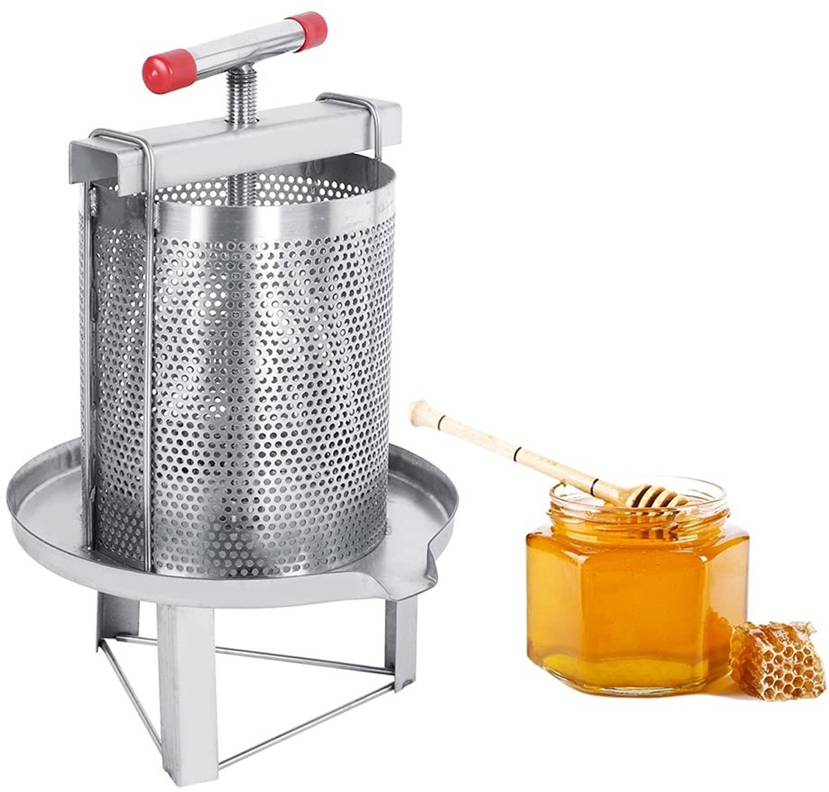 Dailygoods- Honingpers Handmatig - Roestvrij Staal - Bijenteeltuitrusting - Filter - Hoogt