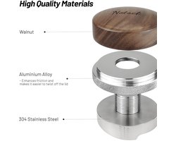 Dailygoods- Koffie Distributeur 54mm - Hoogte Verstelbaar - Walnoot - Koffie Leveler - Barista Accessoires - Vermindert Kanalisering - Koffieleveler