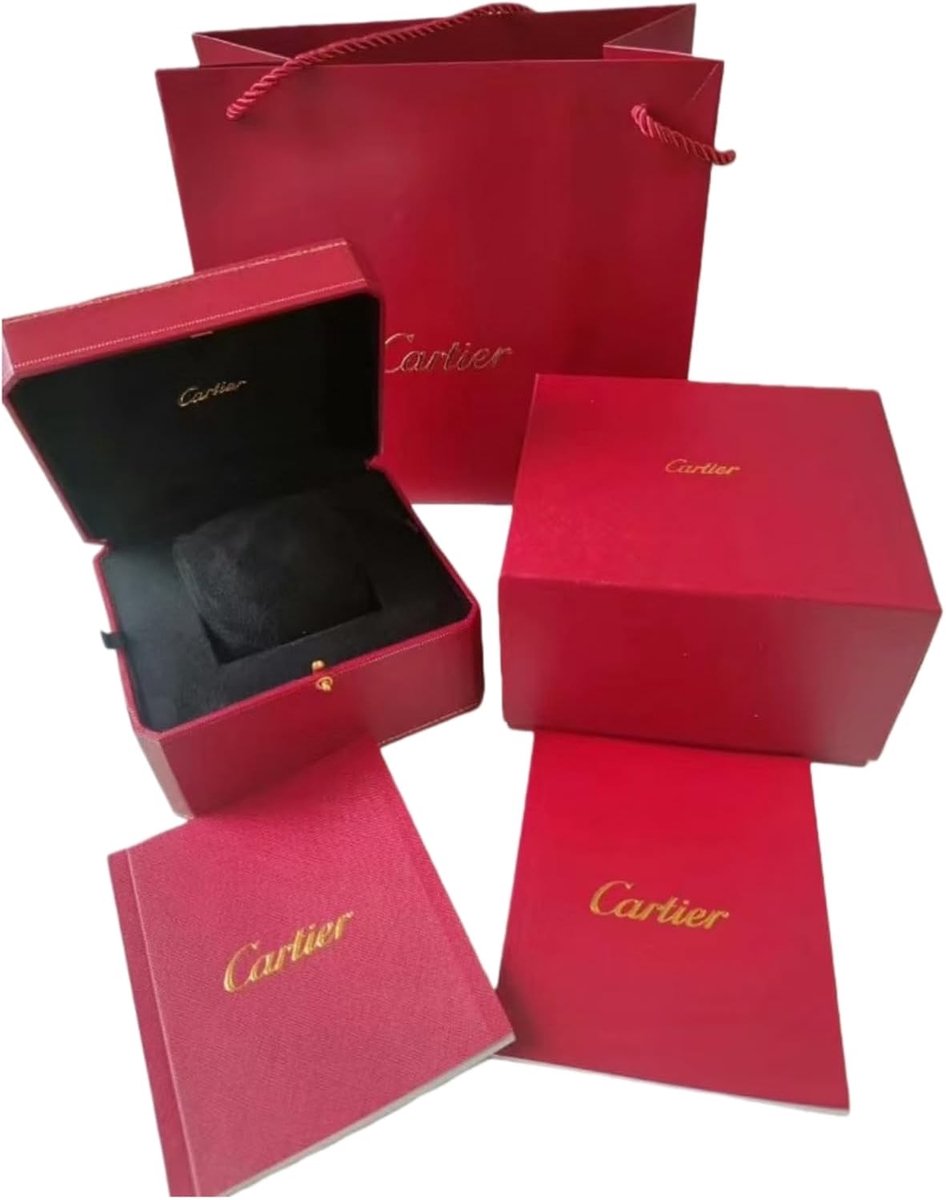 Horloge Doos - Juwelendoosje Presentatie - Horloges Opbergen - Gouden Rand Detail - 13cm x 13cm x 8cm - Rood