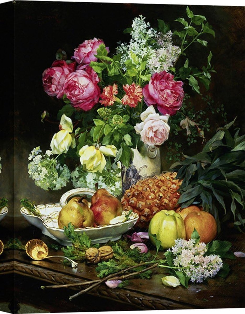 Canvas Schilderij - Bloemen Stilleven - Muurdecoratie Huis - Fine Art Print - 80x60 cm - Meerdere kleuren