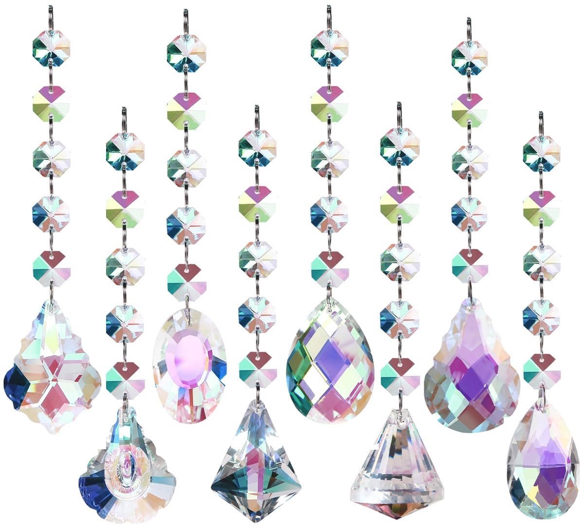 Dailygoods- Regenboog-Zonnevanger 8 Stuks - Kristallen Hanger - Glasprisma - Woondecoratie - Licht Decoratie - Geschikt voor Binnen/Buiten - Lichtdecoratie