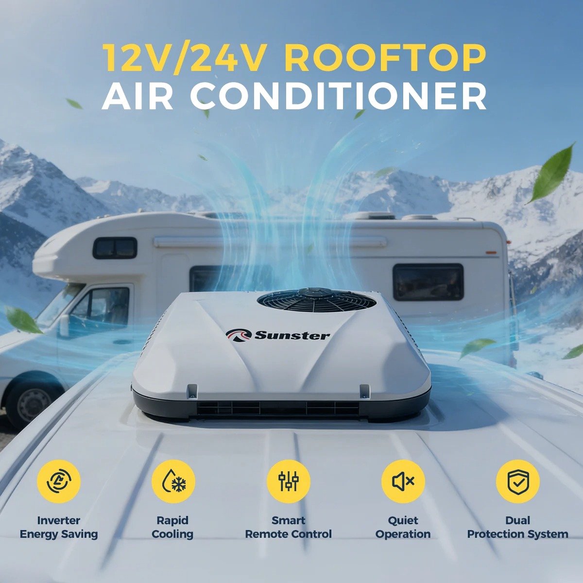 RenQiuShiXinSiTeQiChePeiJian 12V Dakairco Mobiele Airconditioner Snelle Koeling - afbeelding 2