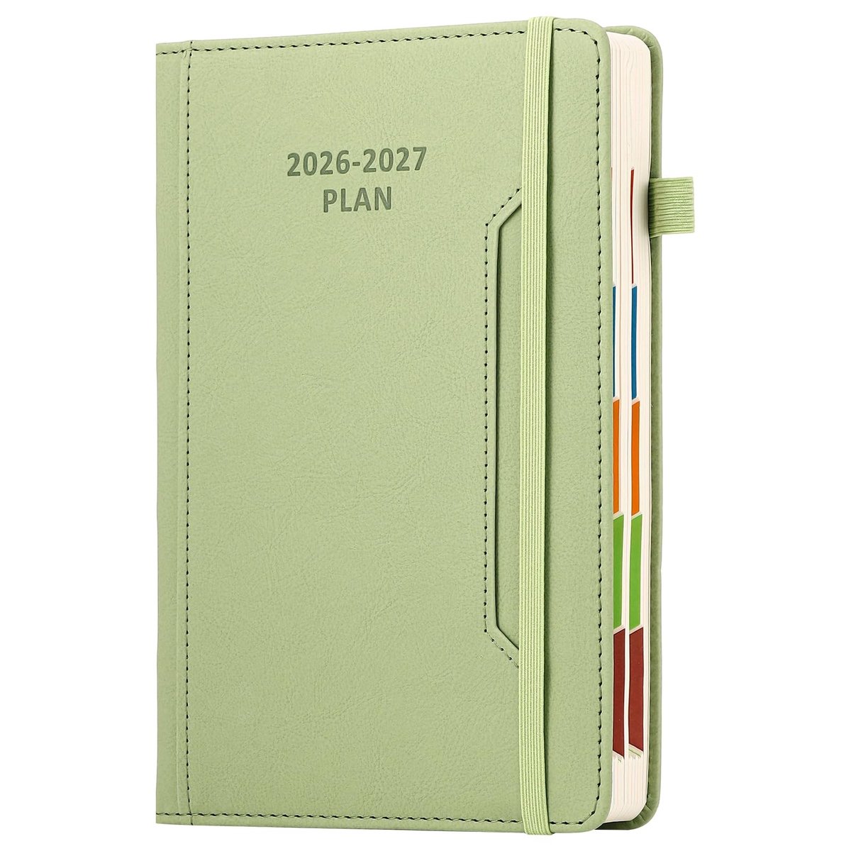 Dailygoods- Academisch Dagboek A5 - Agenda 2026/2027 - Planner - Hardcover - Elastische Sluiting - Voorvak - Kleurrijke Maandelijkse Tab