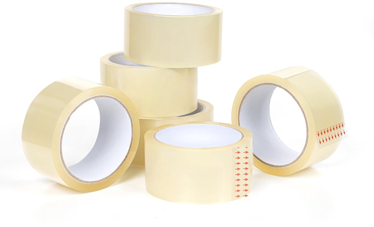 Dailygoods- Verpakkingstape Transparant - Set van 6 Stuks - Hoge Kleefkracht - Duurzaam - Voor Verhuizingen - Ideaal voor Archiveren - Plakband