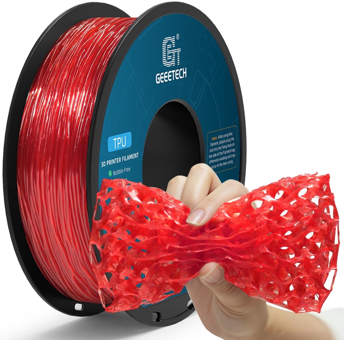 Dailygoods- TPU-Filament 95A - Transparant Rood - Spoel 1 kg - 3D-Printers - Flexibel - Hoogwaardige Kwaliteit - 3D-printer Filament