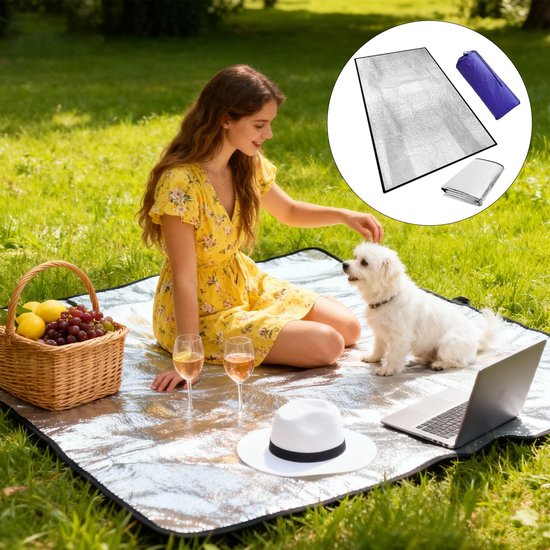 Dailygoods- Isolatiemat 200 x 100 cm - Opvouwbaar - Slaapmat - Draagtas - Slaapmasker - Aluminiumfolie met EPE-schuim - Campingmat van Dailygoods — afbeelding 3