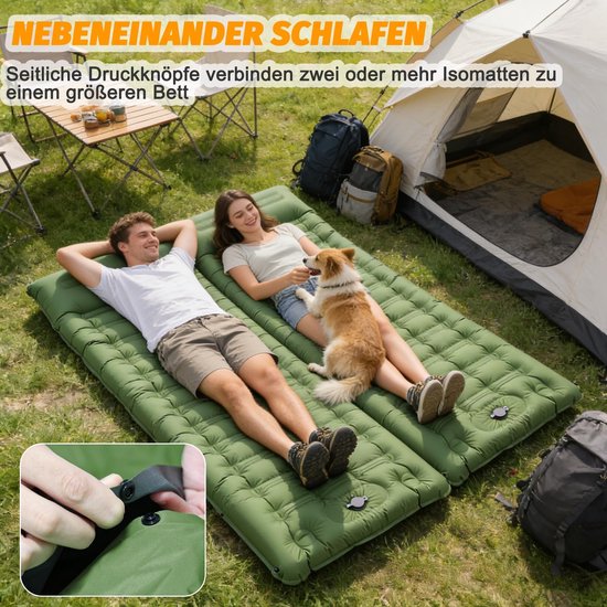 Dailygoods- Slaapmat zelfopblazend 12 cm dik - Waterdichte luchtmat - Ultralicht - Outdoor slaapmat - Inclusief voetpomp en kussen - Luchtmatras van Dailygoods — afbeelding 4