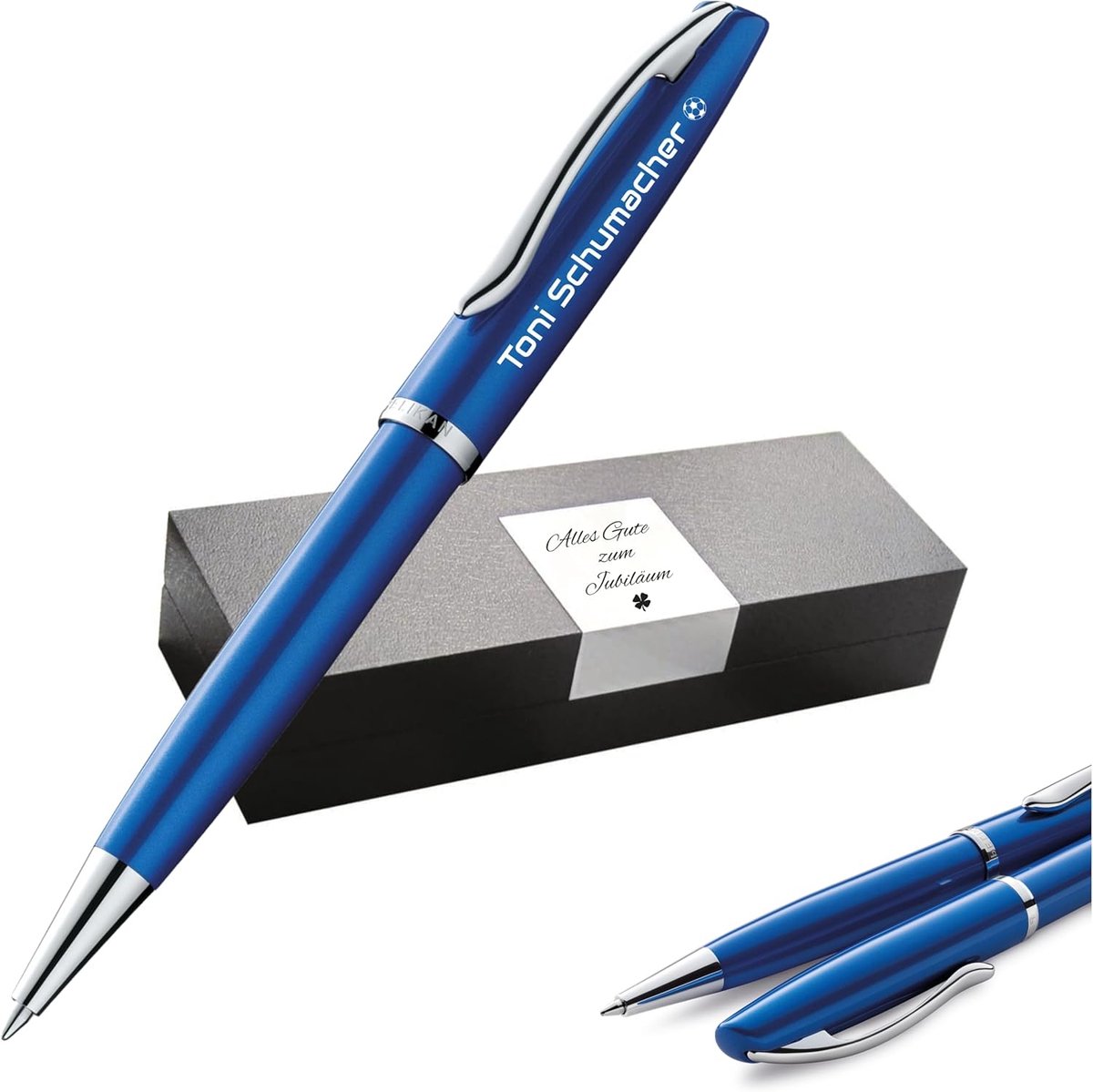 Elegante Balpen - Schrijfgerei Metaal - Persoonlijk Cadeau - Gravure Mogelijk - 136 cm - Saffierblauw