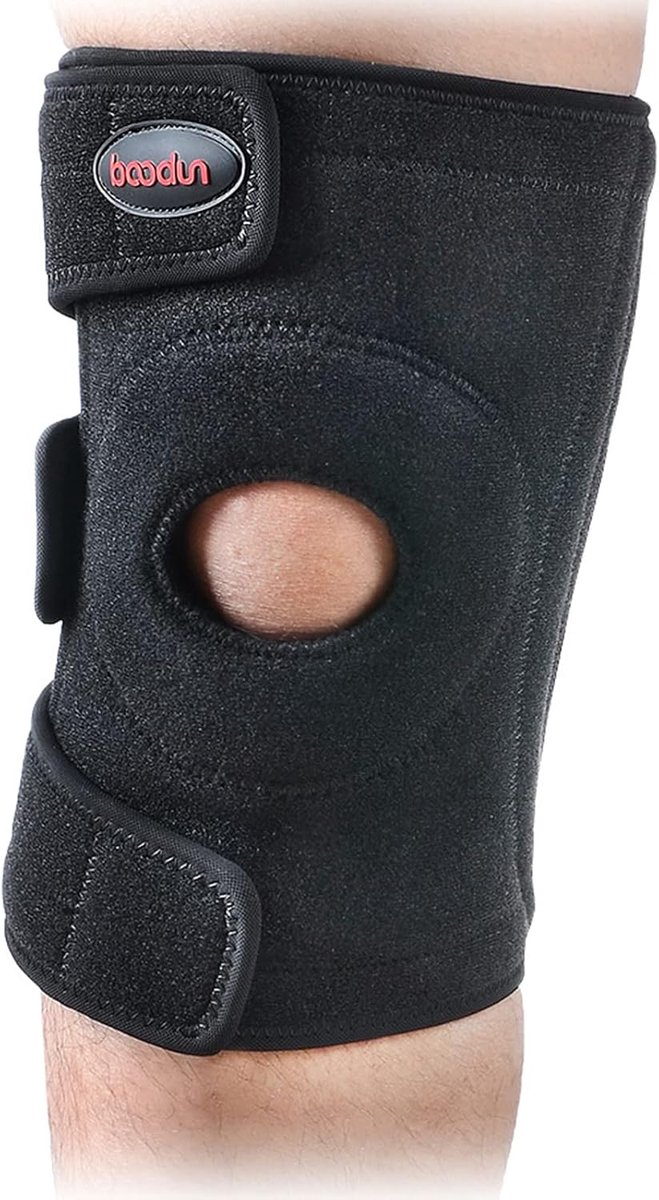 Kniebeschermers - Veersteun brace - Buitensport - Schokabsorberend ontwerp - One Size - Zwart