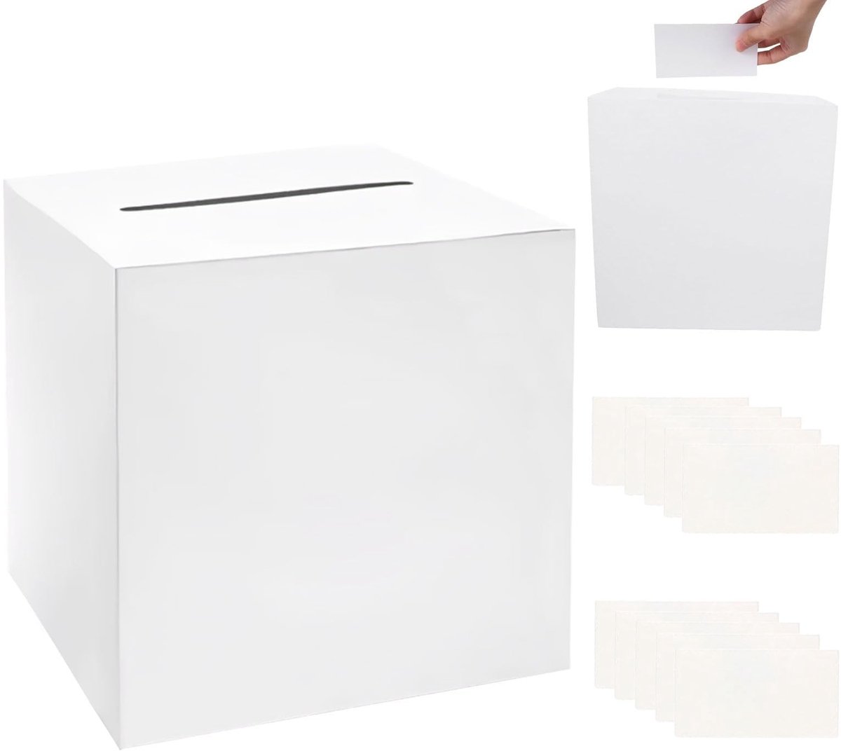 Dailygoods- Trouwkaartdoos 22 cm - Witte Kartonnen Houder - 10 Wenskaarten - Bruiloft/Feest - Elegant Ontwerp - Perfect voor Opbergen - Kaartdoos