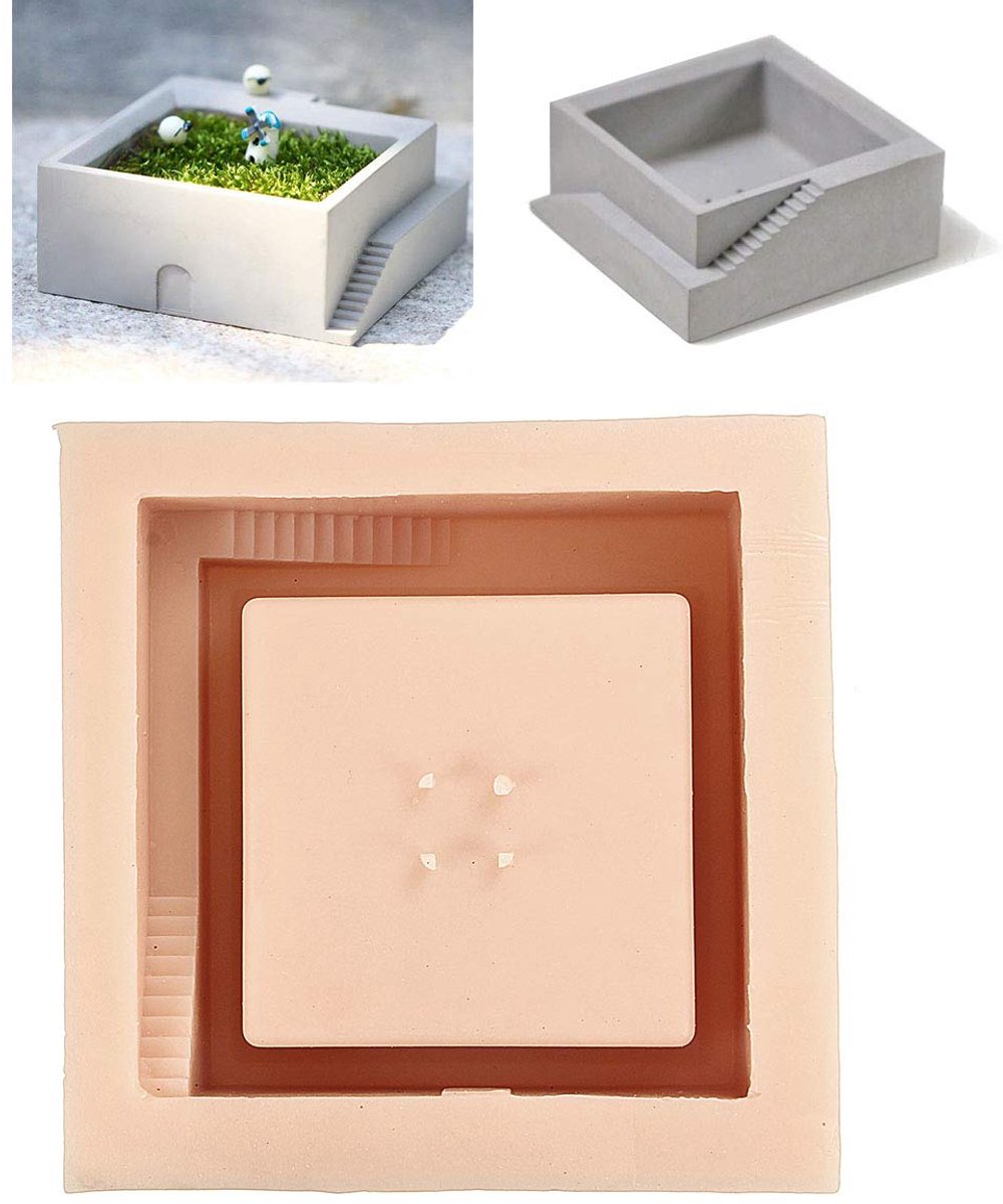 Betonnen Vorm - Bloempot Mal - Handgemaakte Decoratie - Herbruikbaar Siliconen - 14.5 cm - Abrikoos
