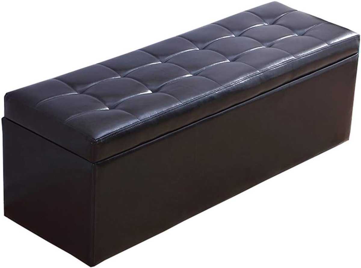 Opbergpoef - Zitbank Poef - Woonkamer Organiseren - Grote Capaciteit - 100x40x40cm - Geel