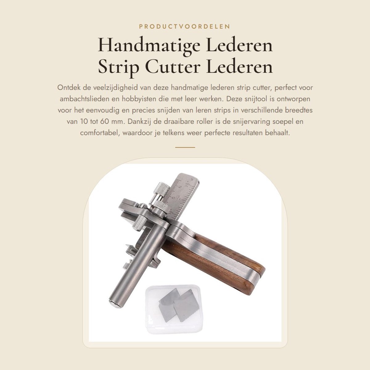 Dailygoods- Lederen Strip Cutter Handmatig - RVS 304 - 10-60mm Snijdikte - Metalen Strap Cutter - Draaibare Roller - Hoogwaardige Tool - Leer Snijder