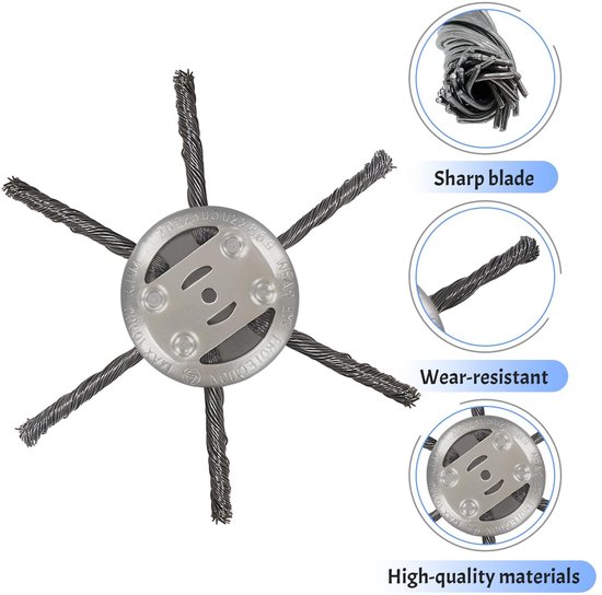 Dailygoods- Onkruidborstel Professionele Freeskop - Grastrimmer - Bosmaaier - Roestvrij Staal - 150 mm - 6 Messen - Grastrimmerkop van Dailygoods — afbeelding 5