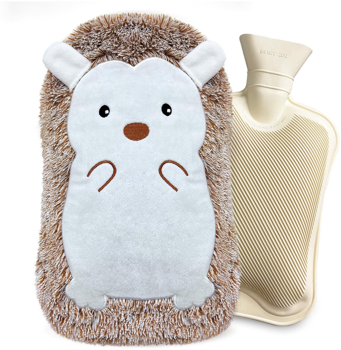 Dailygoods- Warmwaterkruik 2 liter - Pluizige Egelhoes - Handwarmer - Zacht - Comfortabel - Langdurige Warmte - Warmhoudfles