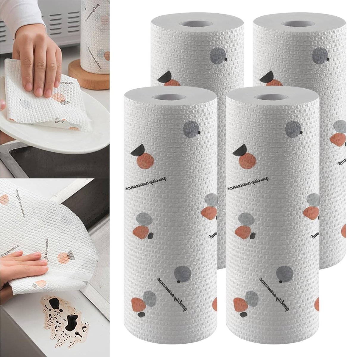 Keukenpapier Rollen - Papieren Handdoeken - Keuken Schoonmaken - Sterk Absorberend Ontwerp - 4 Rollen - Wit
