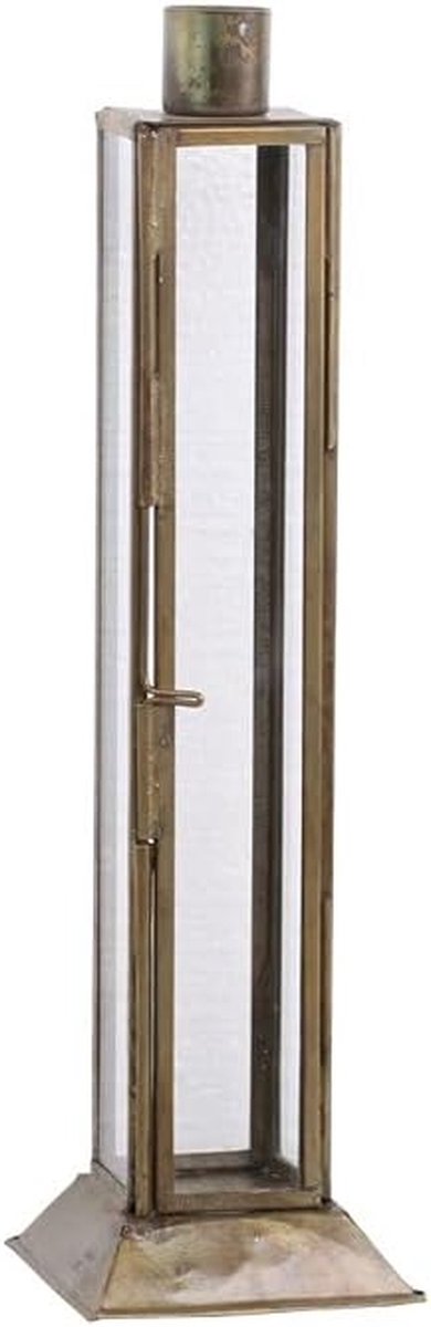 Antieke Kandelaar - Decoratieve Kaarsenhouder - Sfeer Creëren - Met Decoratief Venster - 22 cm Hoog - Metaal