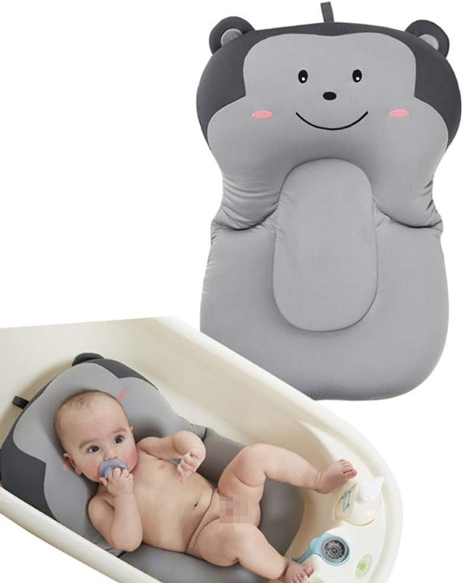Babybadsteun - Badkussen Pasgeboren - Veilig Baden - Ergonomisch Ontwerp - Universeel - Grijs