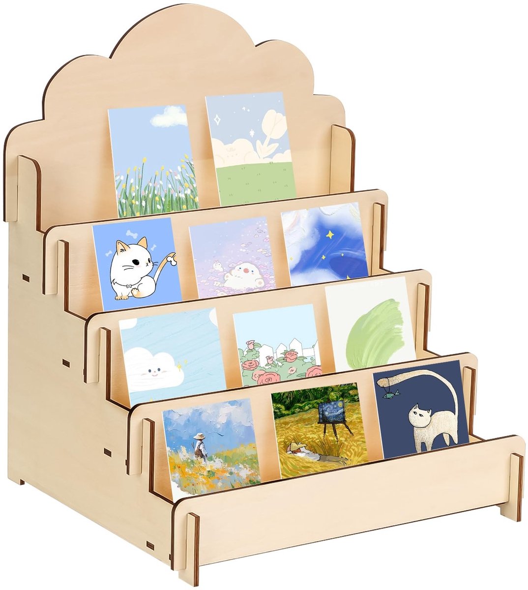 Dailygoods- Kaartenstandaard 4 lagen - Presentatiestandaard - Multifunctionele Brochurehouder - Ansichtenhouder - Compact formaat - 30 x 26,5 x 35 cm