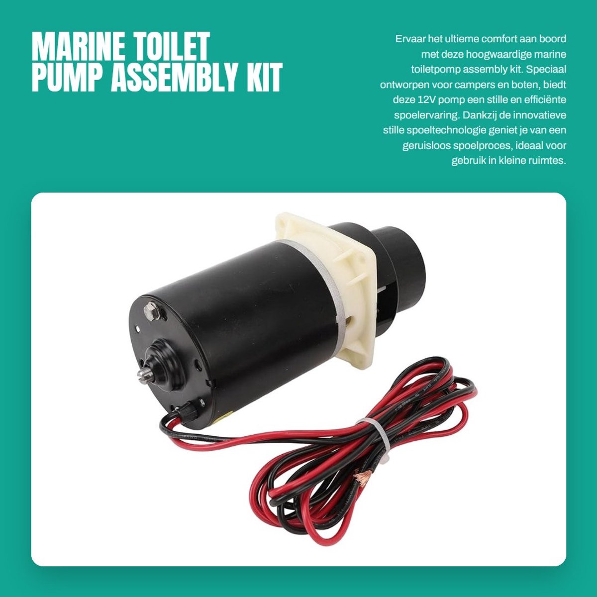 Dailygoods - Marine Toilet Pump Assembly Kit - 12V - Stille spoeltechnologie - Zwart - Efficiënte motor - Geschikt voor campers - Krachtige prestaties