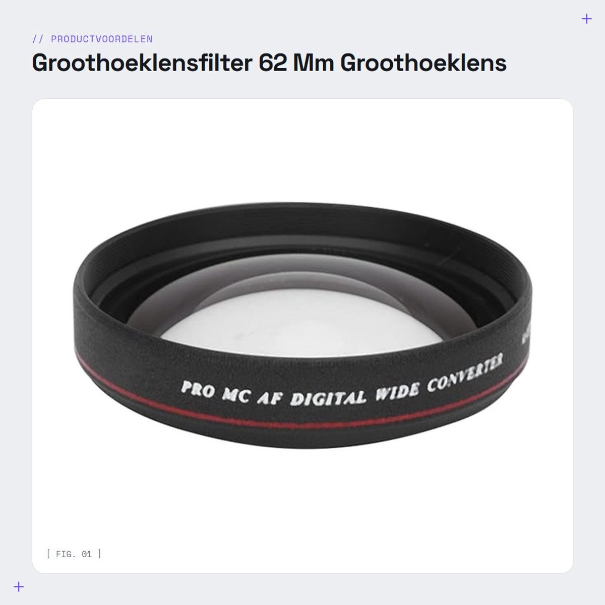 Dailygoods- Groothoeklens 62 Mm - Groothoekadapter - Aluminium + Ical Glas - 0,45X Vergroting - Geschikt voor Camera's - Ideaal voor Landschapsfilms - Camera Lens