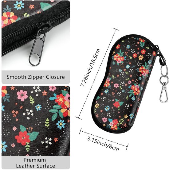 Lenzenvloeistof Zachte Lenzen - Neopreen Zonnebril Hoesje - Ritssluiting - Zwart/Bloem - Voor Mannen/Vrouwen - Lichtgewicht - Zonnebrilhoes — afbeelding 4