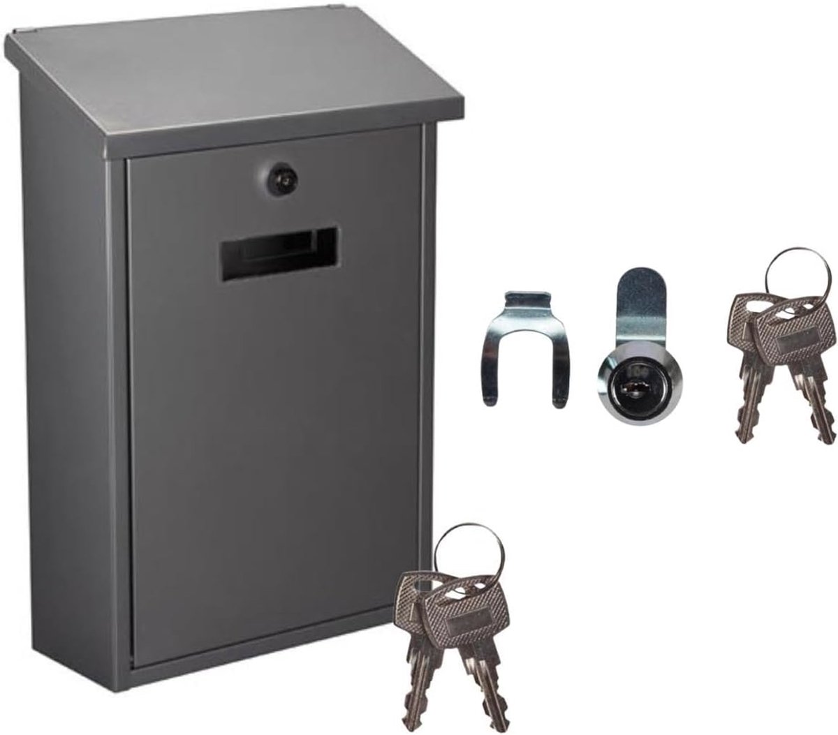 Brievenbus met naamplaat - Wandbrievenbus - Post Ontvangen - Inclusief reserveslot - 40 x 27 cm - Zilver