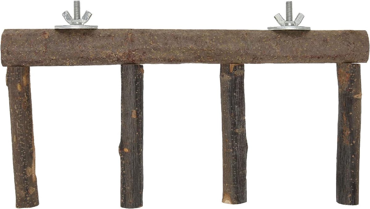 Vogelladder Hout - Klimtoestel Papegaai - Actief Spelen - Natuurlijk Appelhout - 4 Treden - Natuurlijk