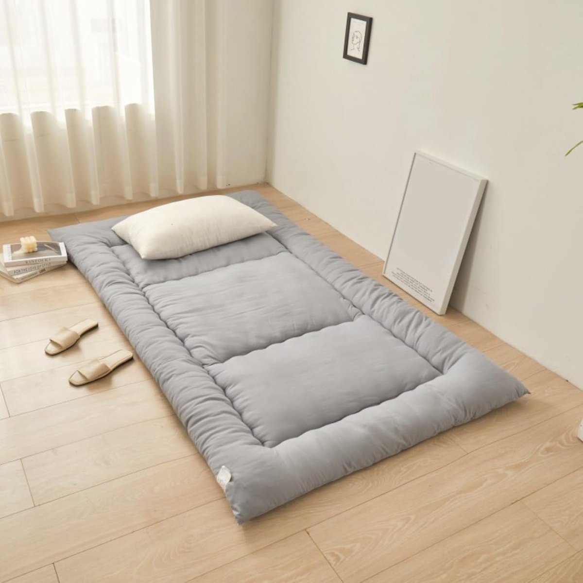 Opvouwbaar Matras - Oprolbed Vloer - Logeren en Reizen - Dik Comfortabel - 4 cm dik - Grijs