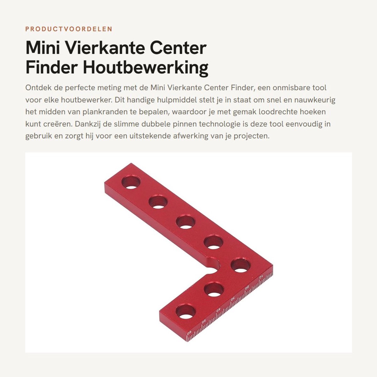 Dailygoods- Center Finder - Houtbewerkingsliniaal met dubbele pinnen - Nauwkeurige schaal - L-vormige meettool - Lichtgewicht en praktisch - Snelle positionering - Meetlat