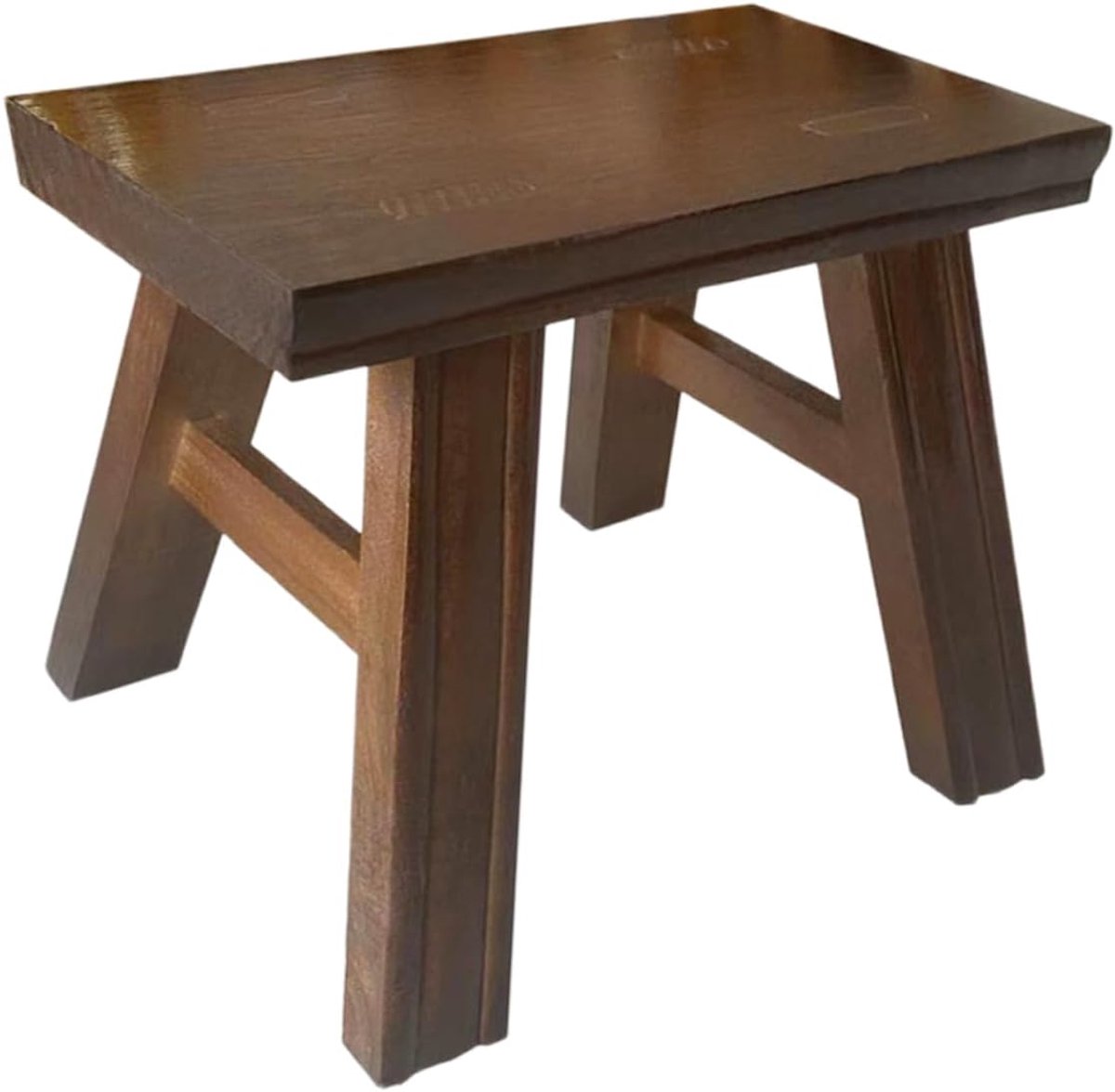 Houten Bankje - Voetenbankje Krukje - Extra Zitplaats - Rustieke Houtafwerking - 26 x 19 x 13 cm - Houtkleur