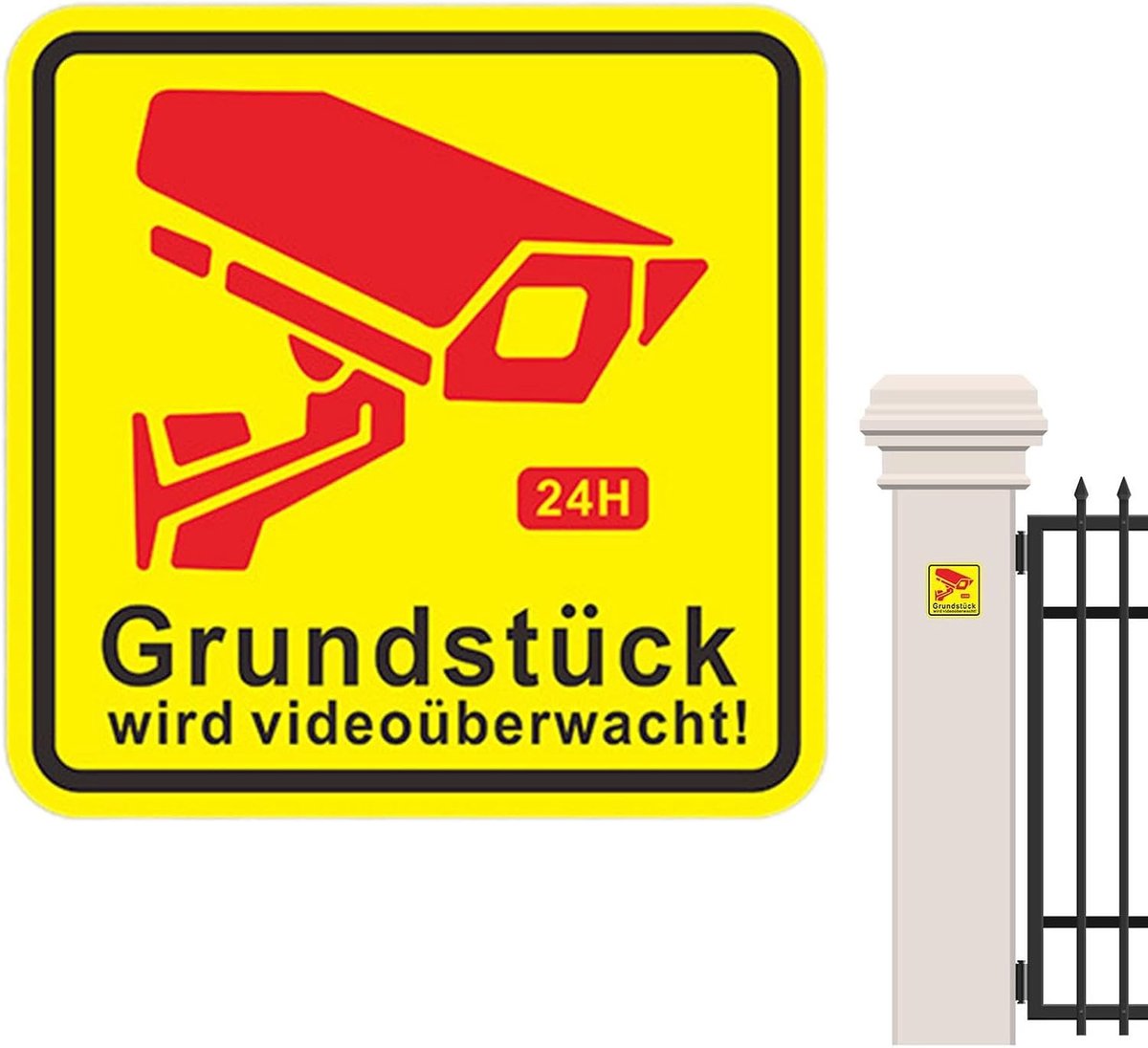 Beveiligingscamera borden - Waarschuwingsborden Buiten - Gebied Beveiligen - UV Beschermd Waterdicht - 25 x 15 cm - Veelkleurig