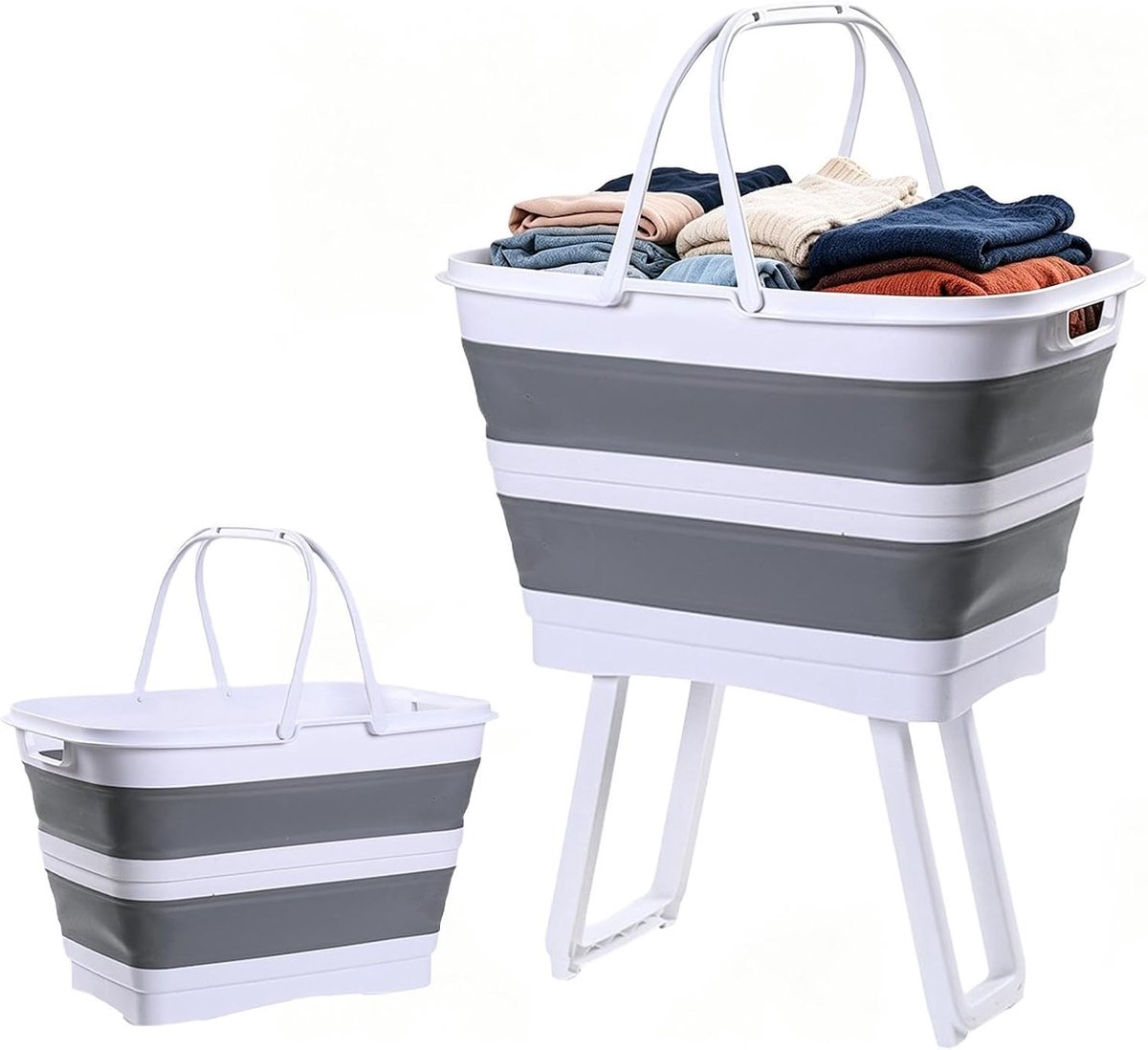 Wasmand 26 liter Opbergmand Kleding Sorteren Praktisch Opvouwbaar 26 Liter Grijs