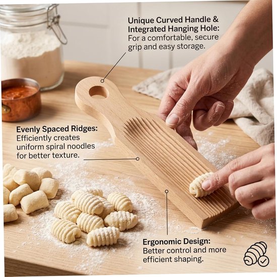 Gnocchi Plank - Cavatelli Maker - Zelf Pasta Maken - Gebogen Design - 165 cm - Kaki — afbeelding 2