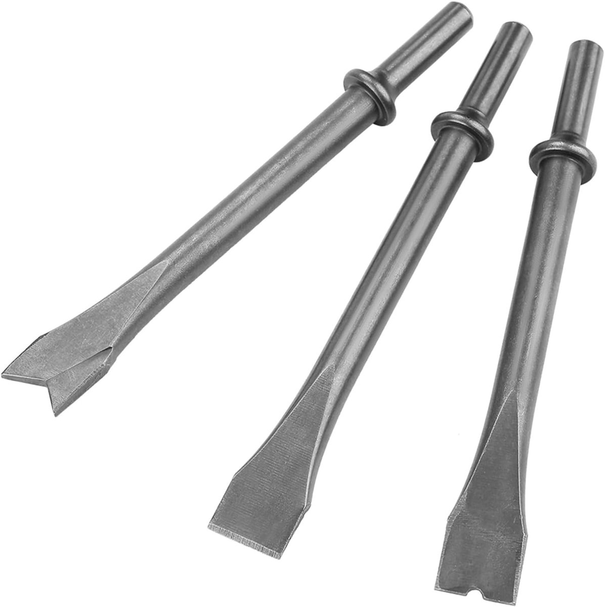 Luchtbeitel Set - Pneumatische Beitels - Sloopwerkzaamheden - Extra Lange Schacht - 3 Delig - Zilverkleurig